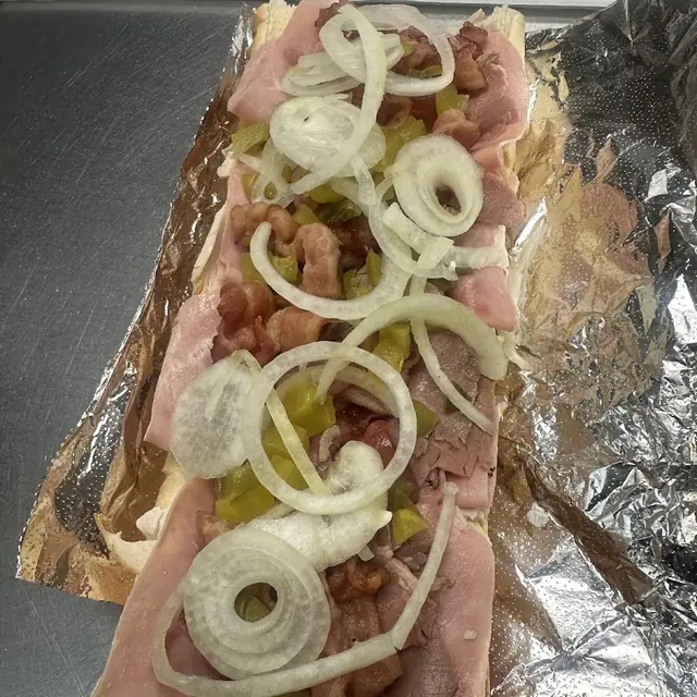 Roast beef sub with grilled onions