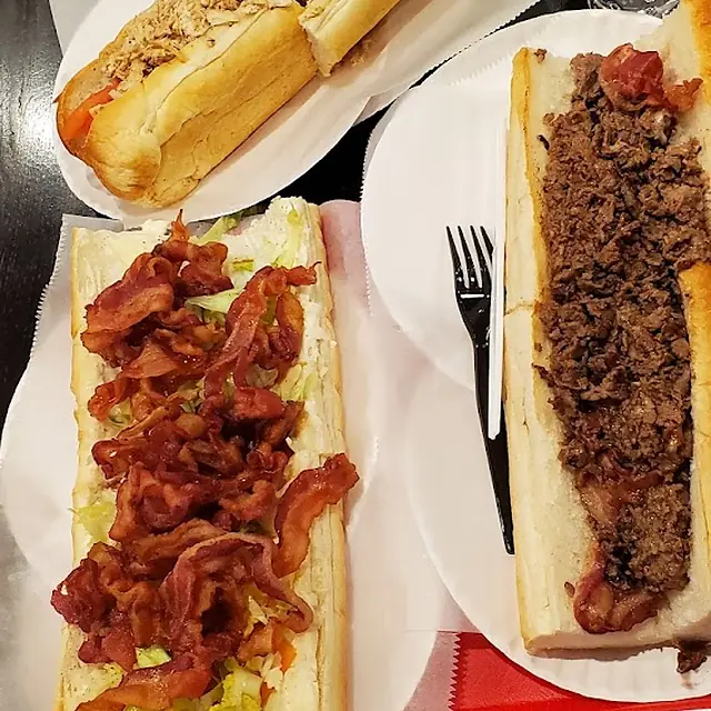 Two steak subs ready to eat
